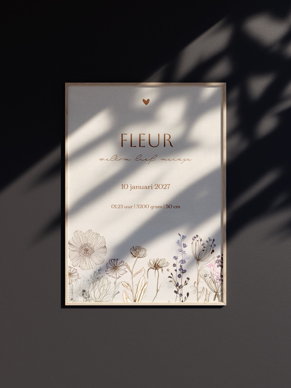 Geboorteposter meisje met veldbloemen