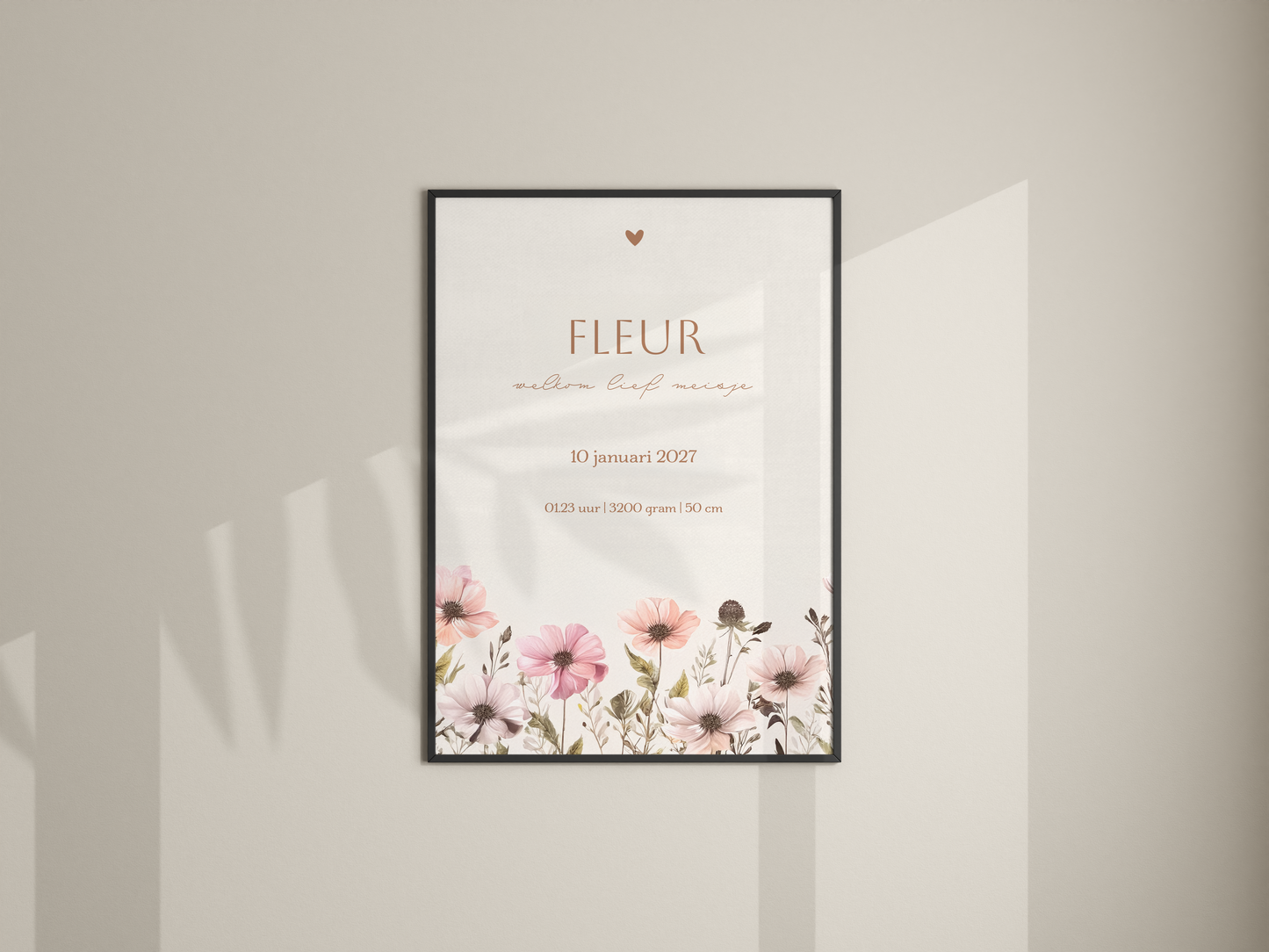 Geboorteposter meisje met veldbloemen 2