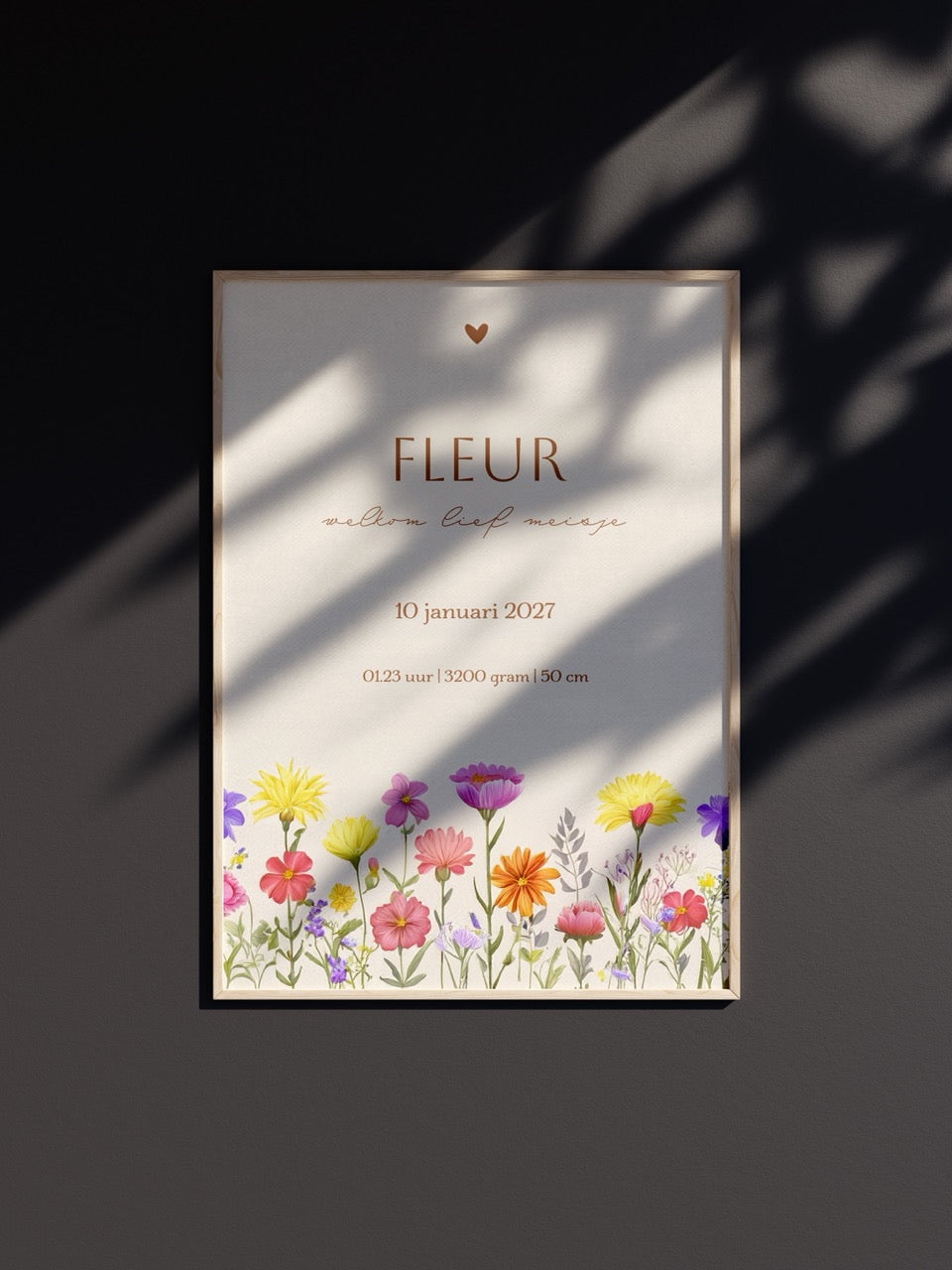 Geboorteposter meisje met veldbloemen 3