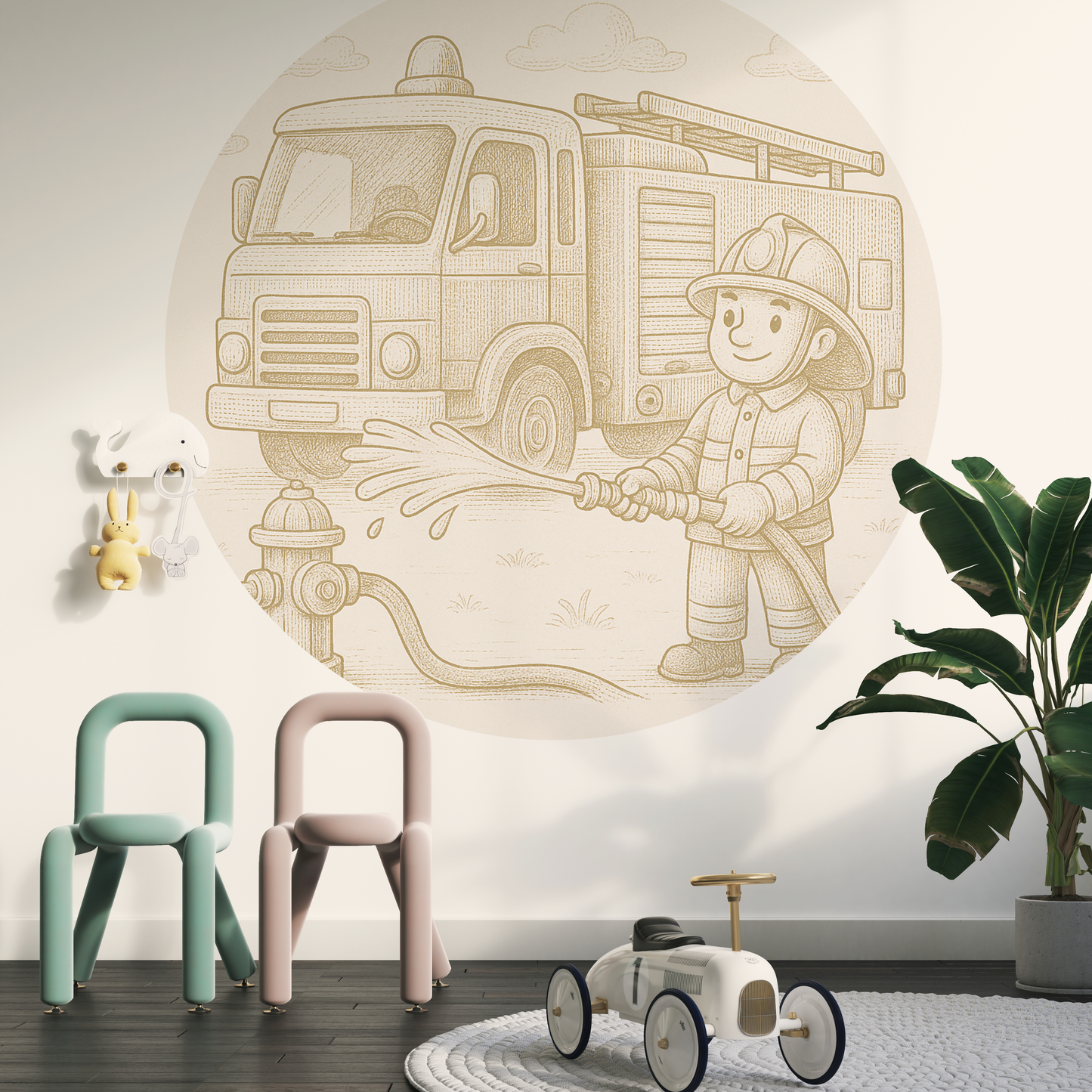 Behangcirkel Brandweerman