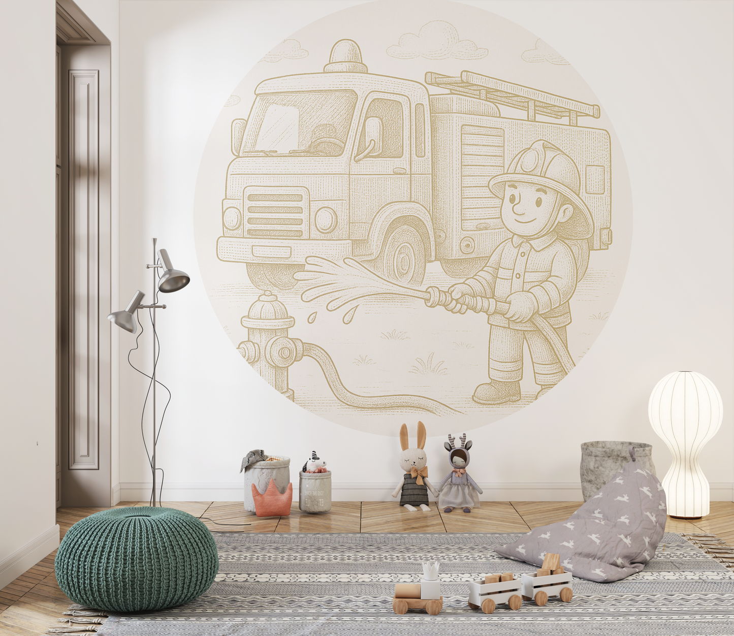 Behangcirkel Brandweerman