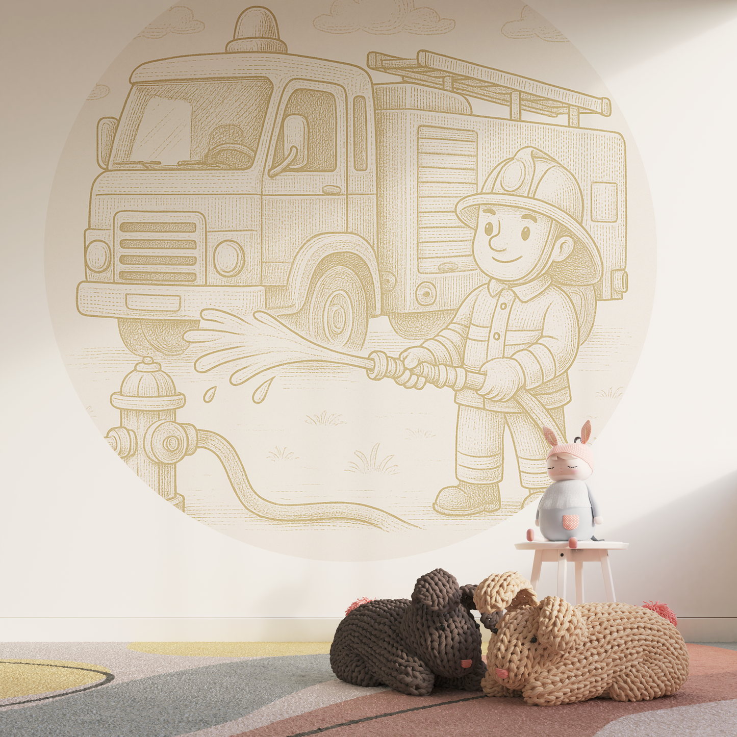 Behangcirkel Brandweerman