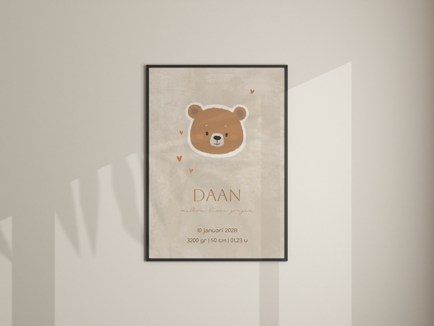 Geboorteposter jongen met beer