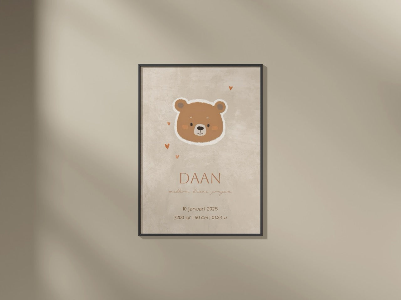 Geboorteposter jongen met beer