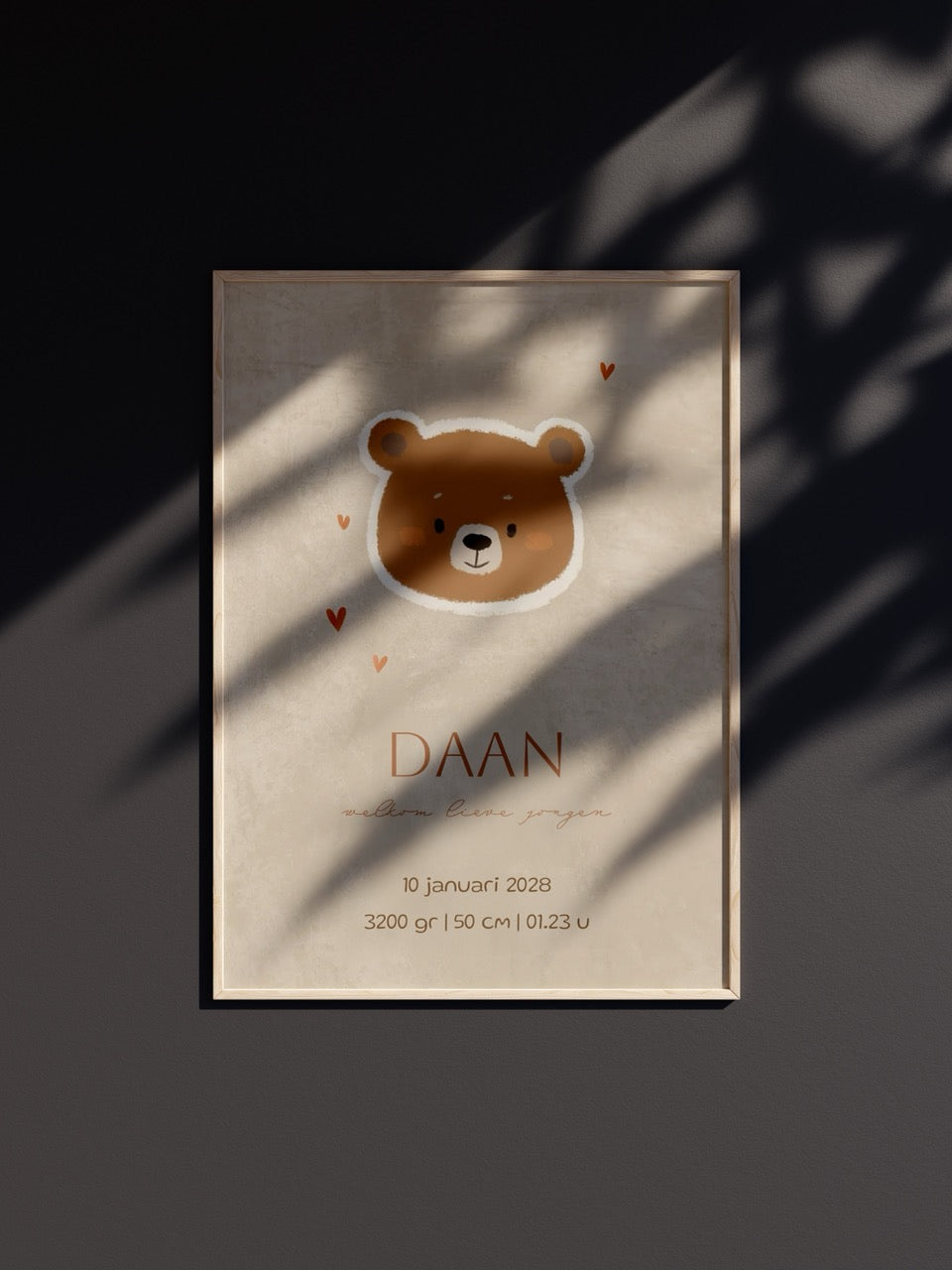 Geboorteposter jongen met beer