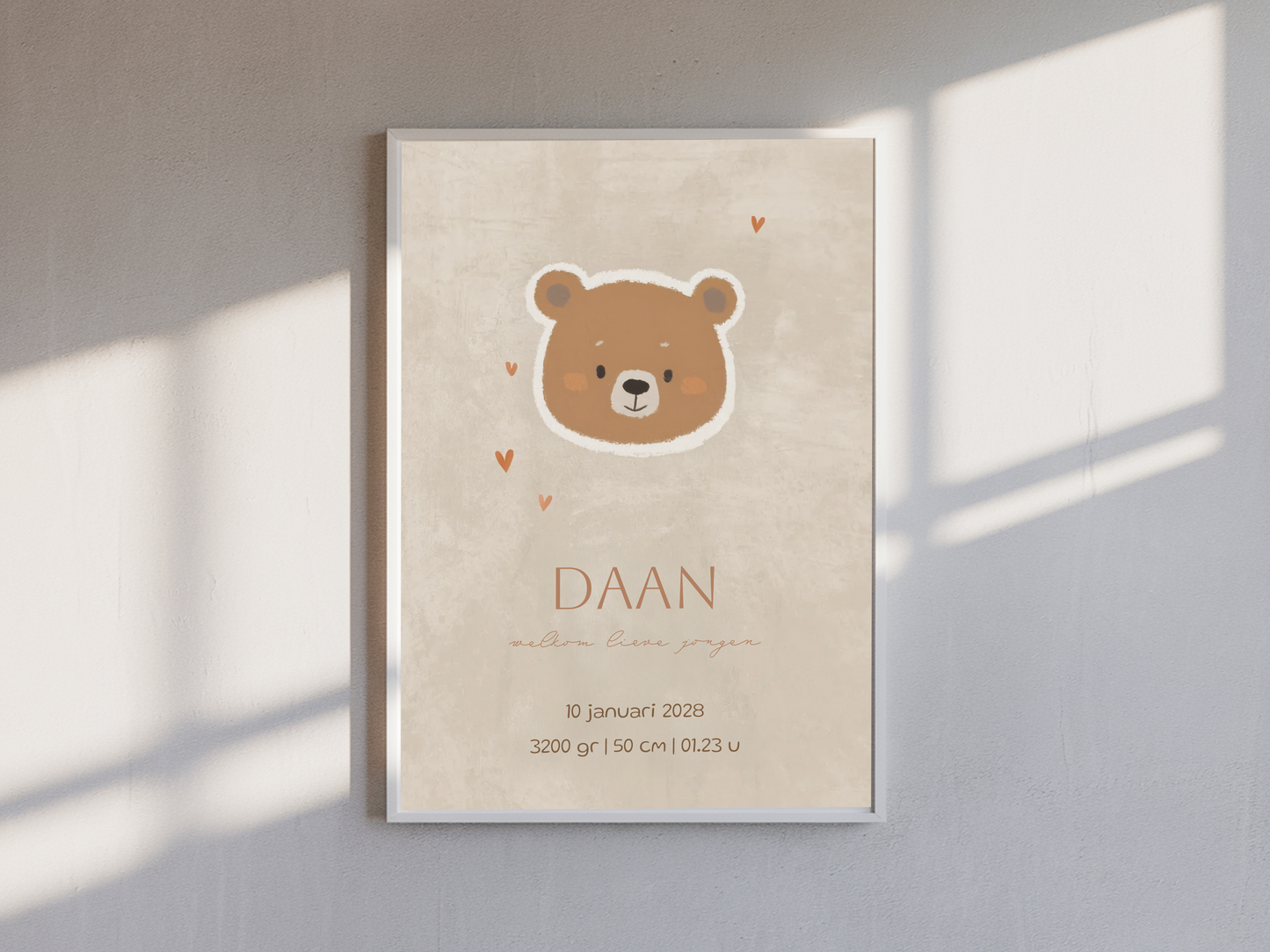 Geboorteposter jongen met beer