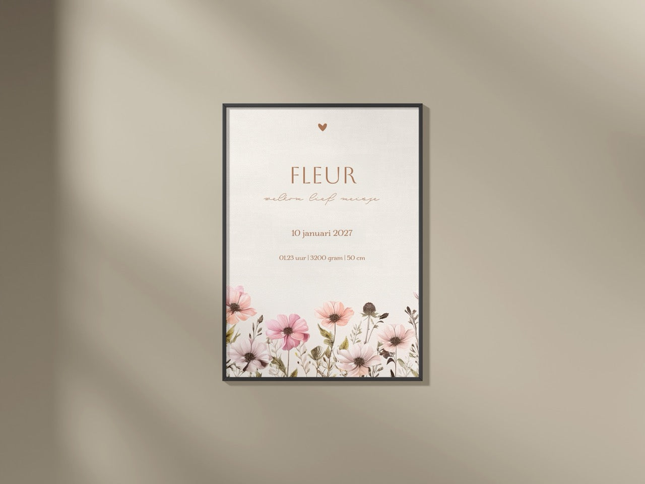 Geboorteposter meisje met veldbloemen 2