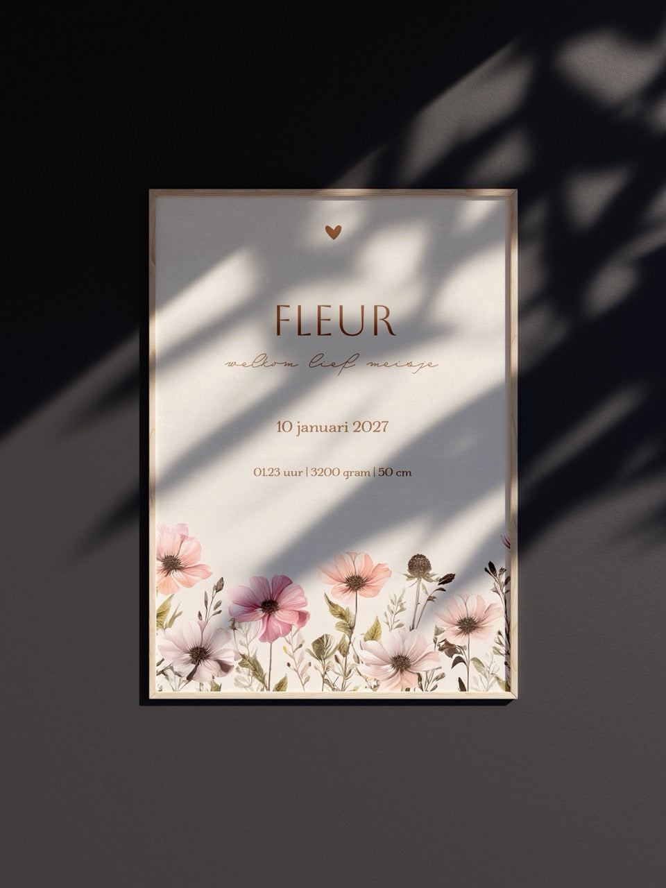 Geboorteposter meisje met veldbloemen 2