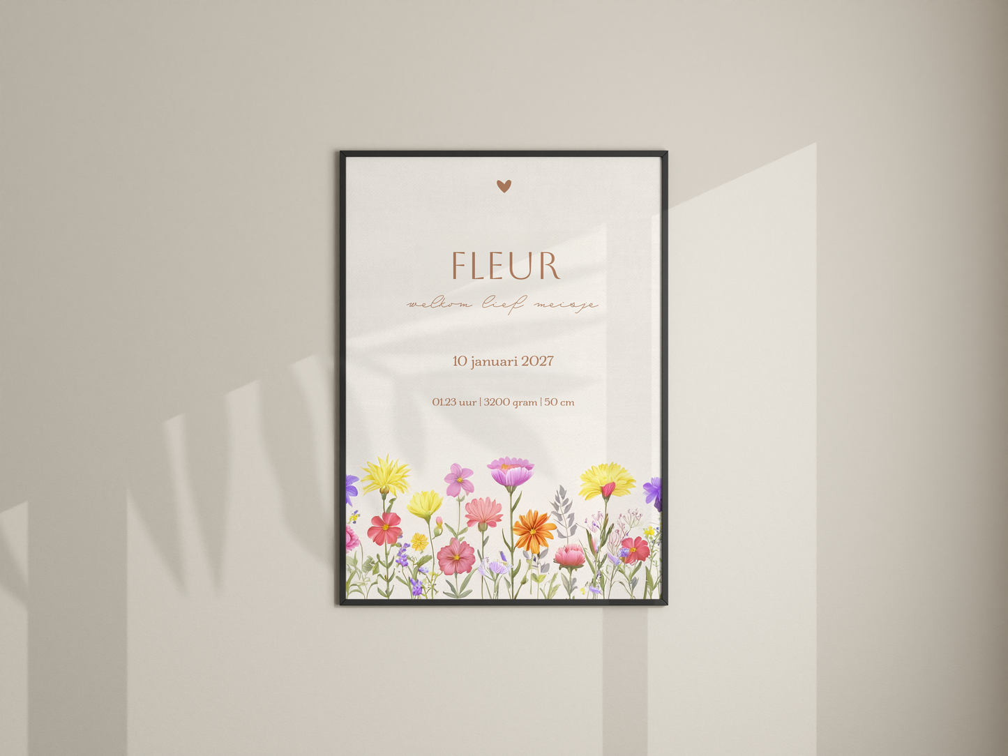 Geboorteposter meisje met veldbloemen 3