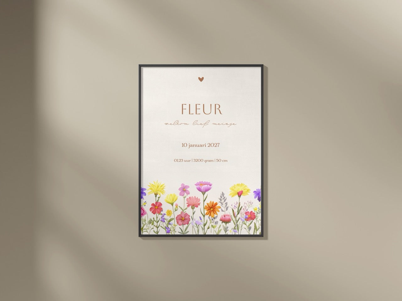 Geboorteposter meisje met veldbloemen 3