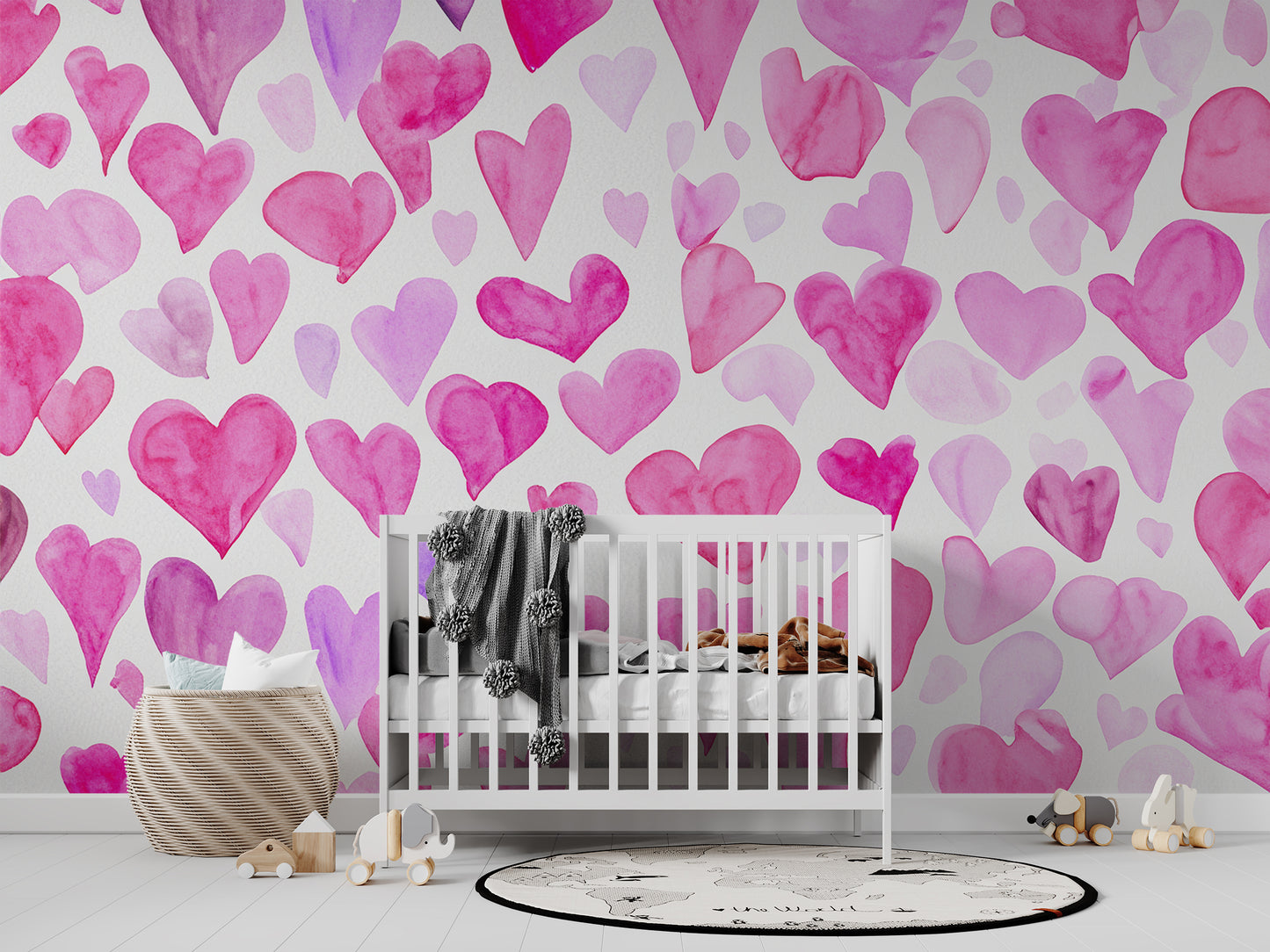 Watercolor Hearts Pink